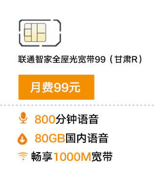 联通智家全屋光宽带99（甘肃R
